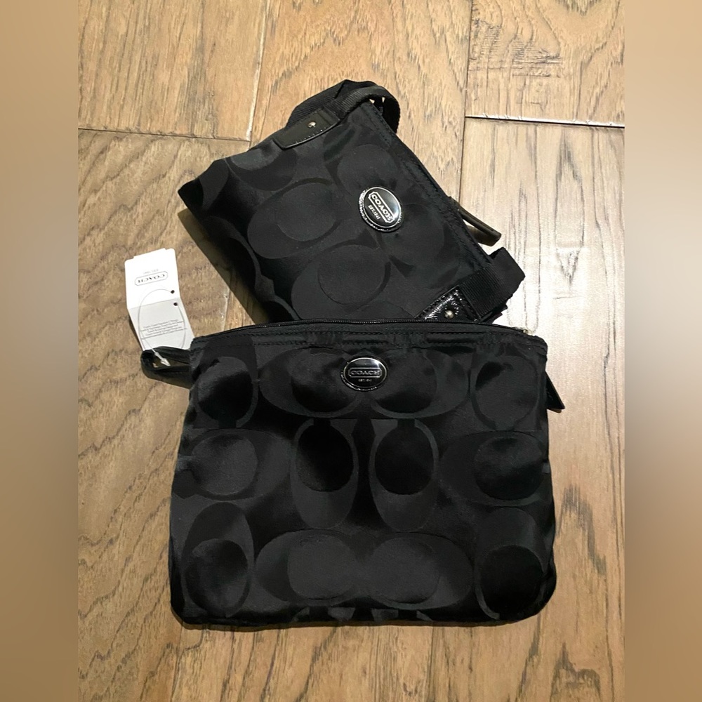 New Travel Coach Signature Nylon Packable Weekender Tote in Black NWT
